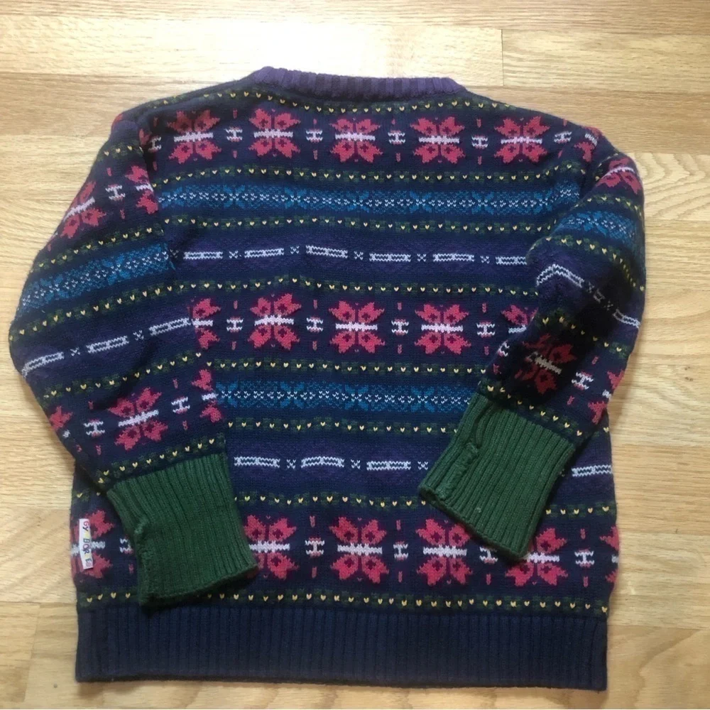 Vintage Gymboree Sweater Medium Fair Isle Pink Blue Green 100% Cotton